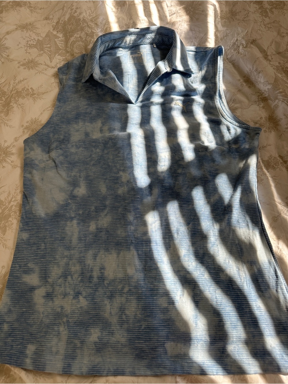Puma Blue Tie-Dye Sleeveless Polo Tank